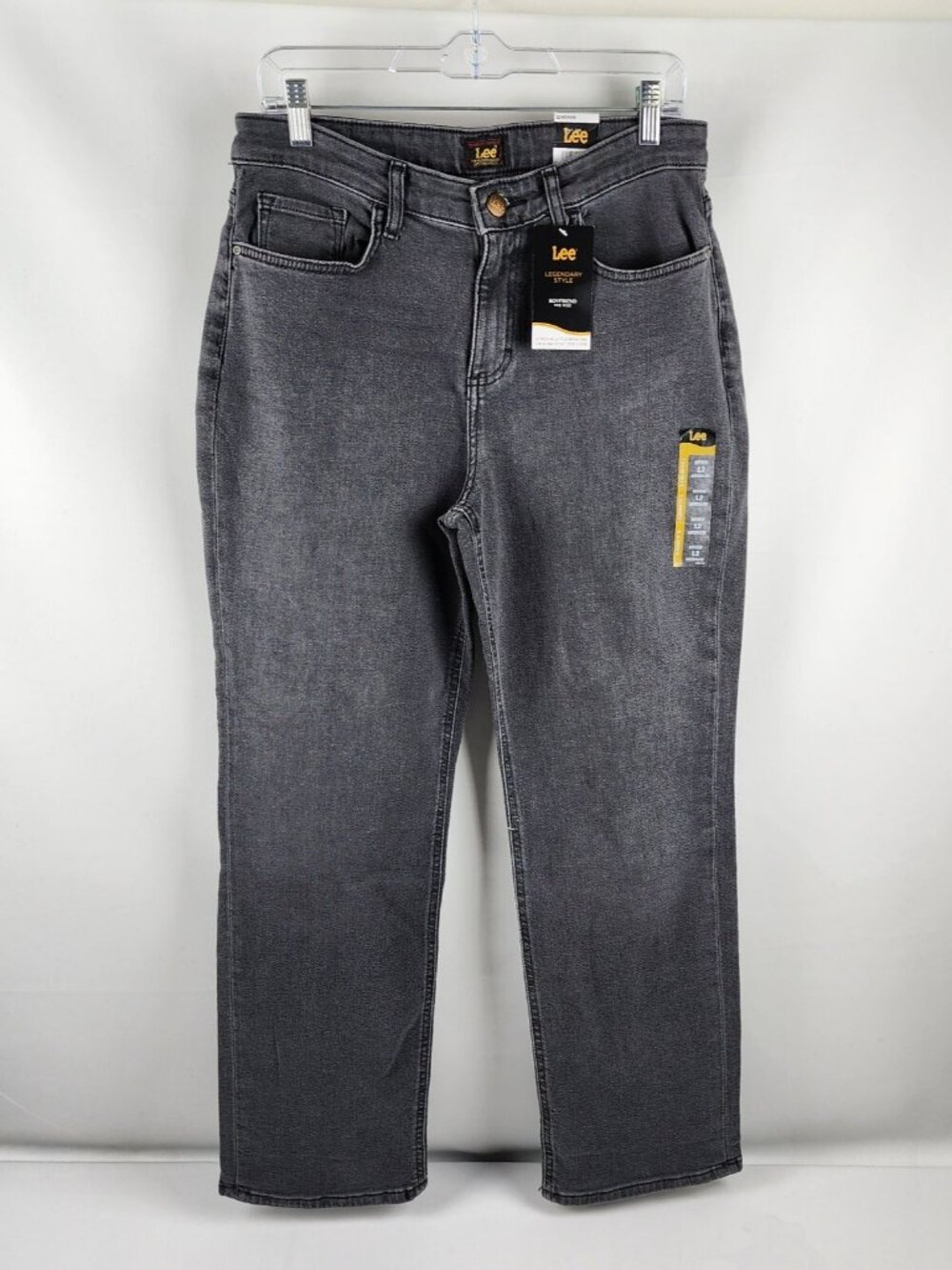 Lee Jeans Womens 12 Black Boyfriend Legendary Style Mid Rise (32x30) NWT